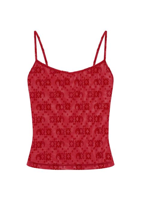 moonogram mesh flock straps top woman red MARINE SERRE | WTO514ACJER0005RD11